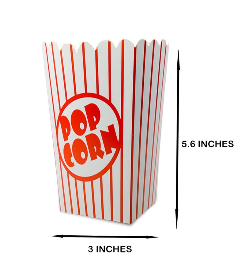 SEMOVU 50 Pack Popcorn Boxes Movie Night Popcorn Bags for Party Red and White Popcorn Bags for Popcorn Vintage Snack Box Concession and Carnival Party Supplies, Individual Popcorn Bucket Containers (50) - Image 3